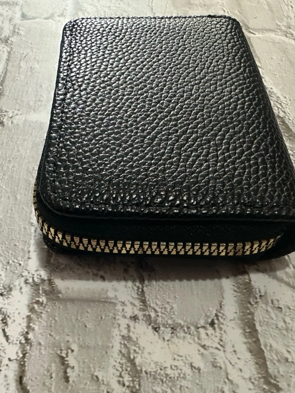Black Zip Card Wallet - Gold Hardware RFID blocking
